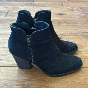 Paul Green Malibu Sliced Zip Bootie Ankle Boot Black Nubuck Leather Size US 7